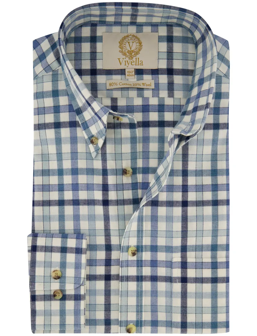 Viyella overhemd blauw geruit