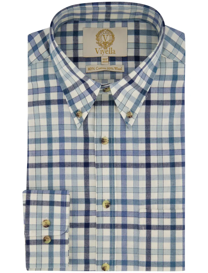 Viyella overhemd blauw geruit