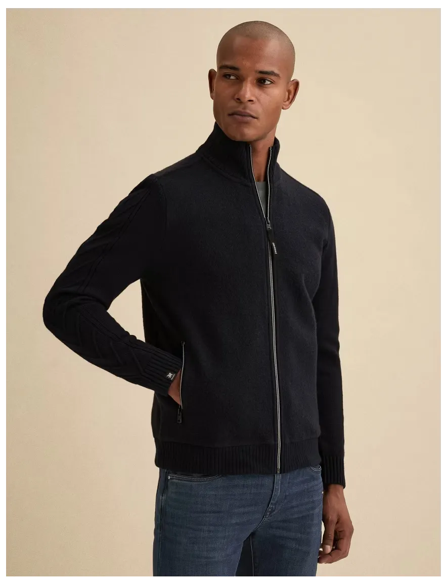 PME Legend vest donkerblauw gemeleerd gebreid