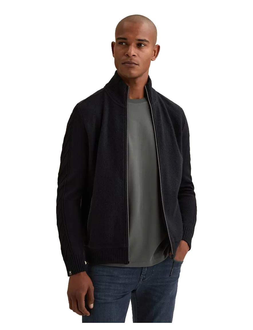 PME Legend vest donkerblauw gemeleerd gebreid