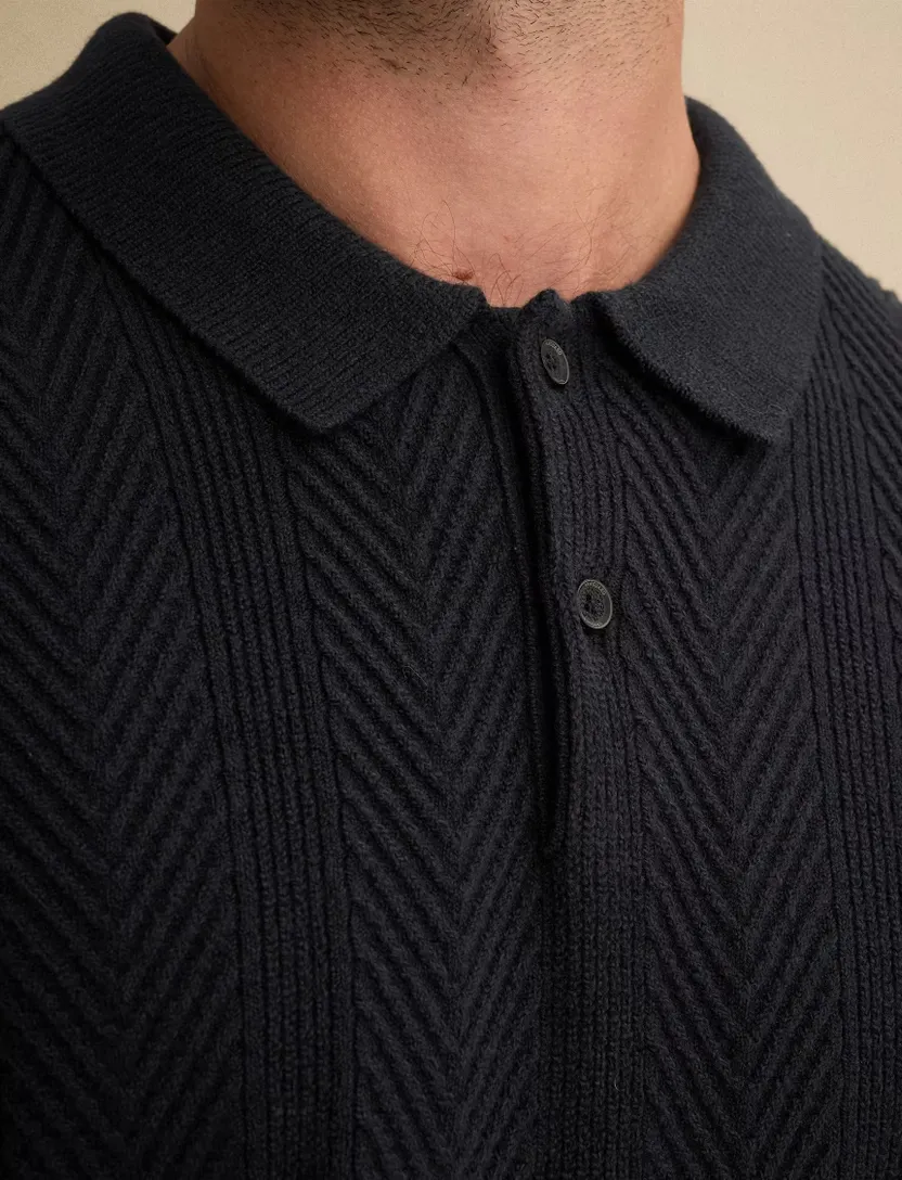 Poloshirt Vanguard donkerblauw gebreid structuur