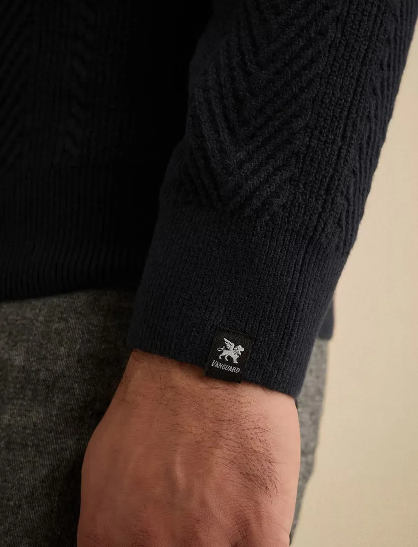 Poloshirt Vanguard donkerblauw gebreid structuur