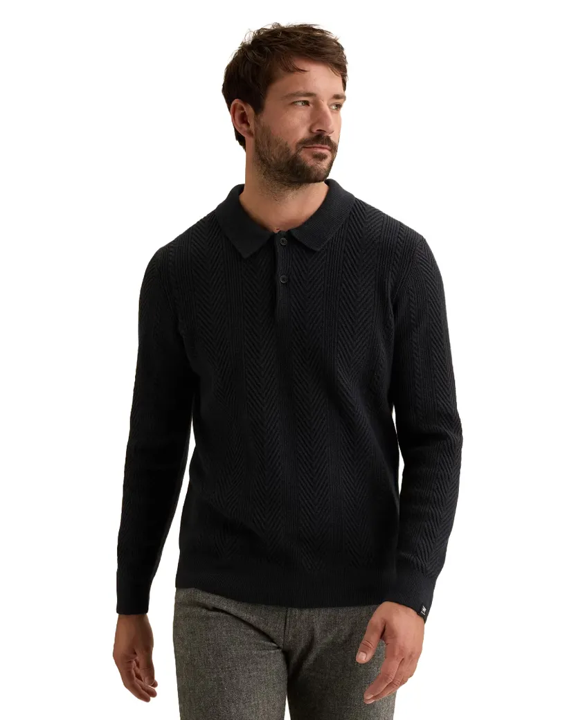 Poloshirt Vanguard donkerblauw gebreid structuur