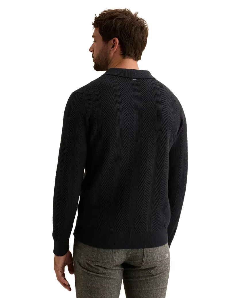 Poloshirt Vanguard donkerblauw gebreid structuur