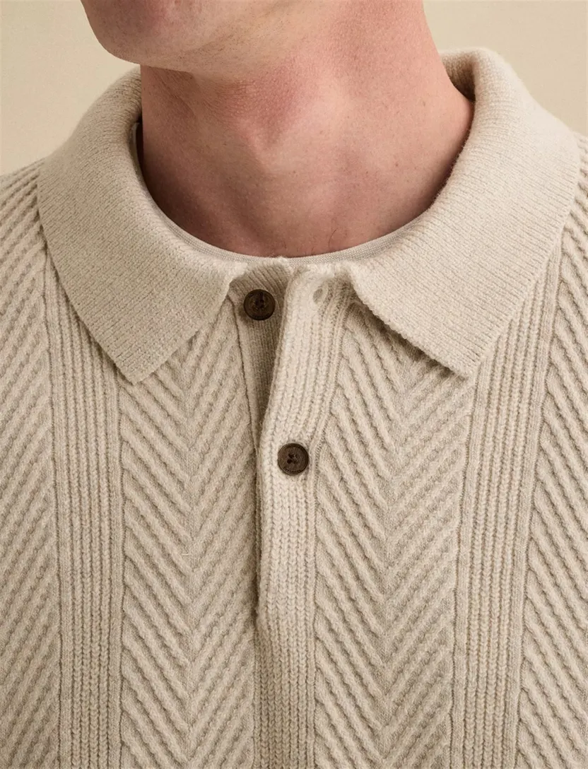 Poloshirt Vanguard beige structuur gebreid