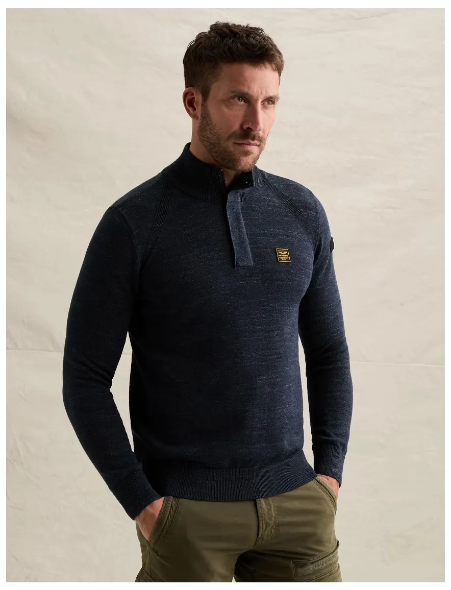 PME Legend trui half zip donkerblauw gemeleerd