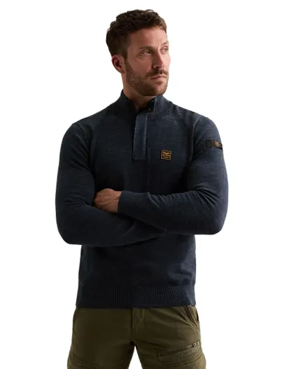 PME Legend PME Legend trui half zip donkerblauw gemeleerd