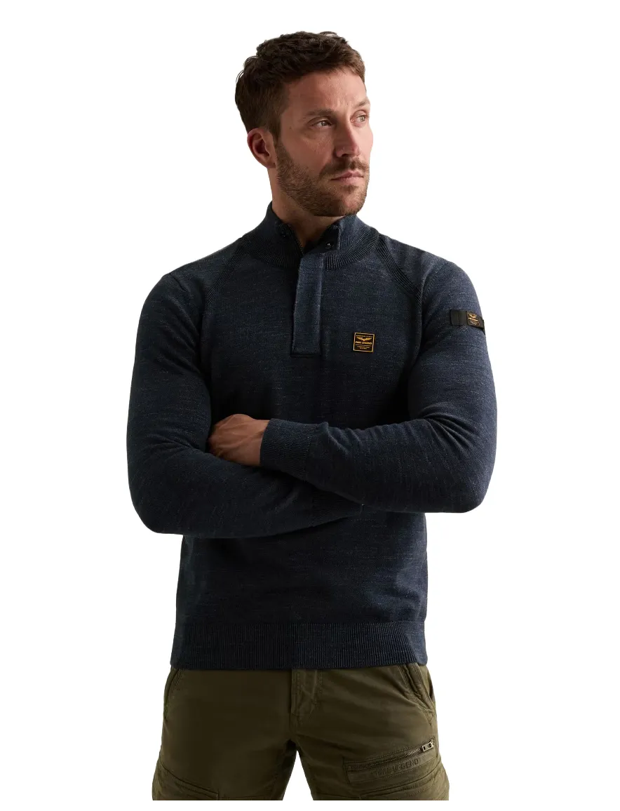 PME Legend trui half zip donkerblauw gemeleerd