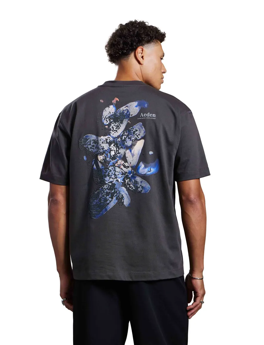 Aeden T shirt antraciet met backprint