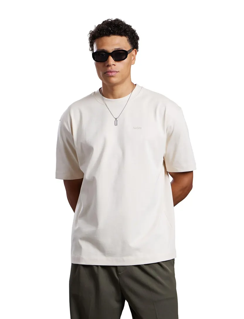 T shirt Aeden wit wijde fit katoen
