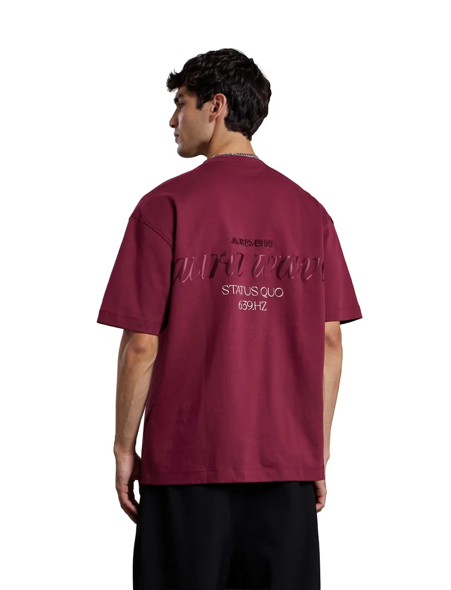Bordeaux T shirt Aeden ronde hals backprint
