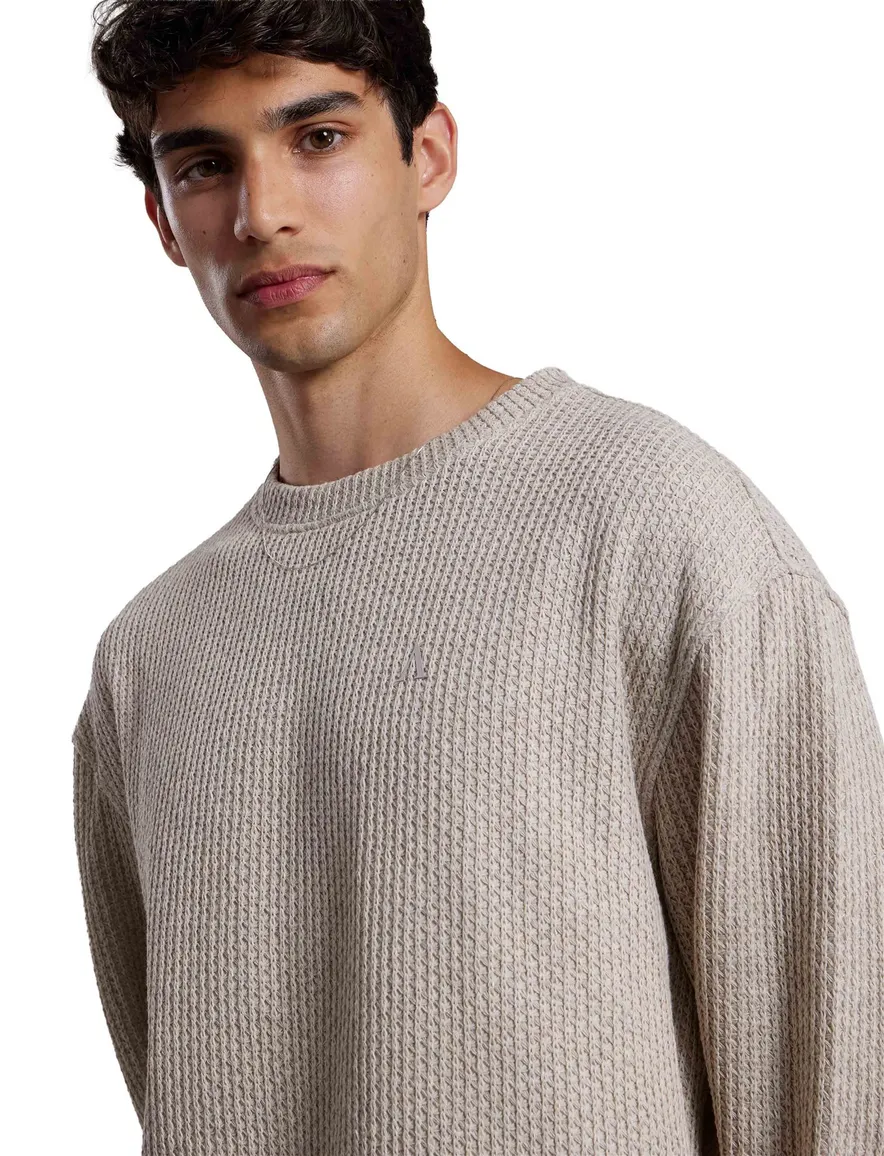 Aeden trui beige gemeleerd ronde hals