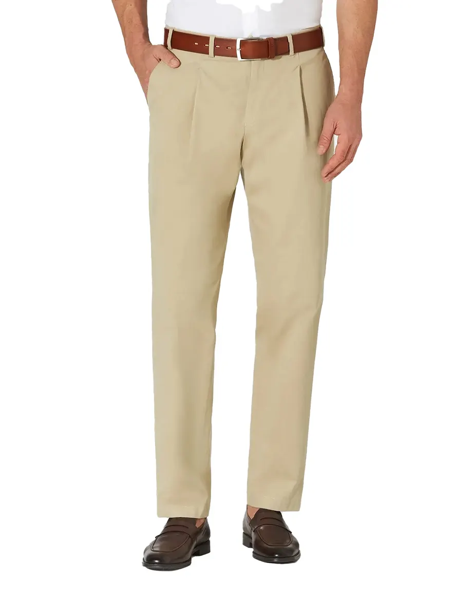 Hiltl chino met bandplooi beige