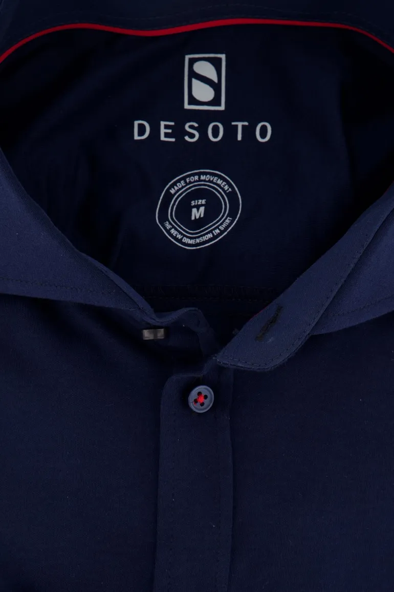 Overhemd Desoto jersey katoen donkerblauw