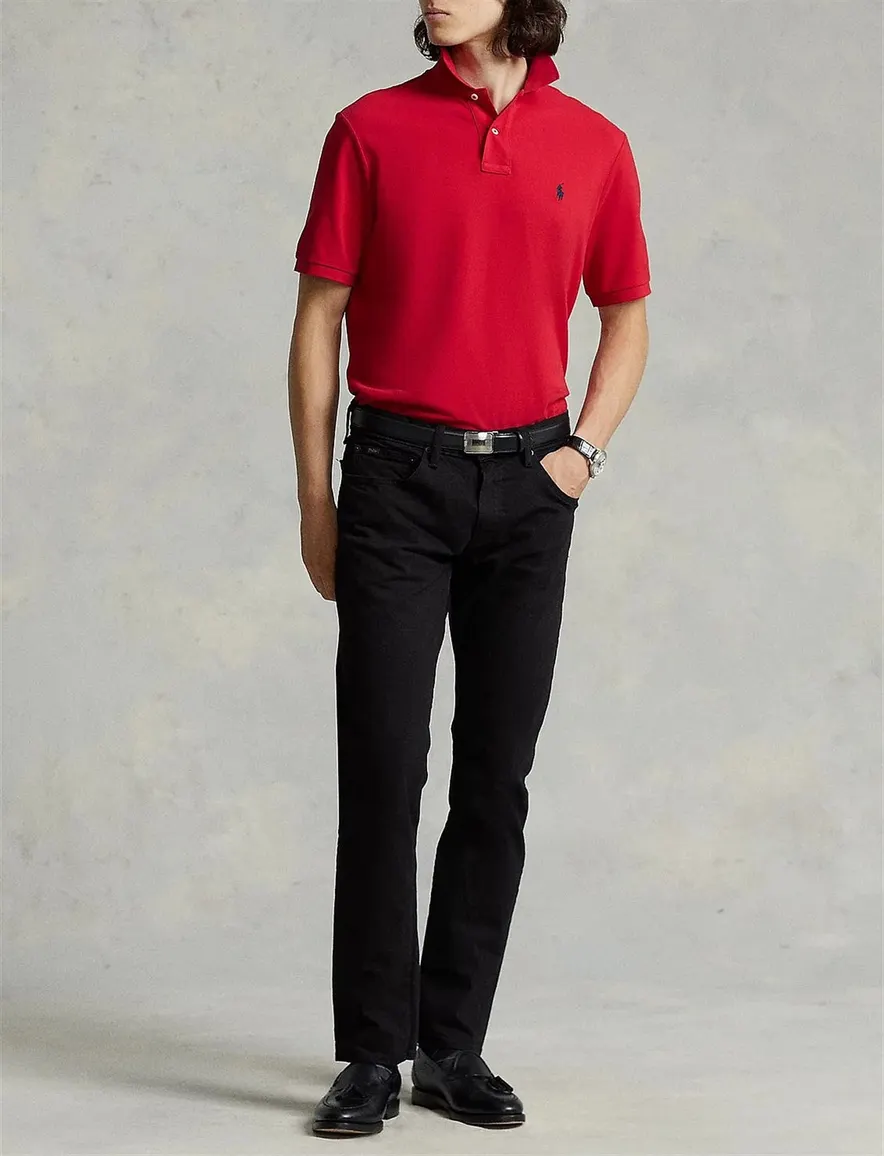 polo Polo Ralph Lauren rood effen katoen slim fit