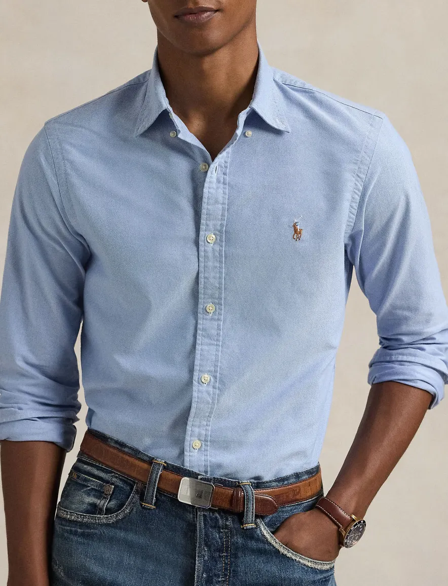 Ralph Lauren overhemd Oxford Slim Fit lichtblauw