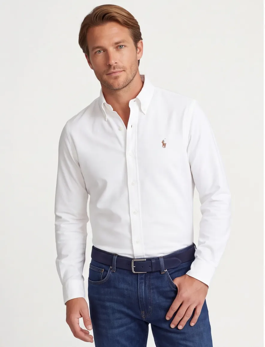 Ralph Lauren overhemd wit classic Oxford Slim Fit