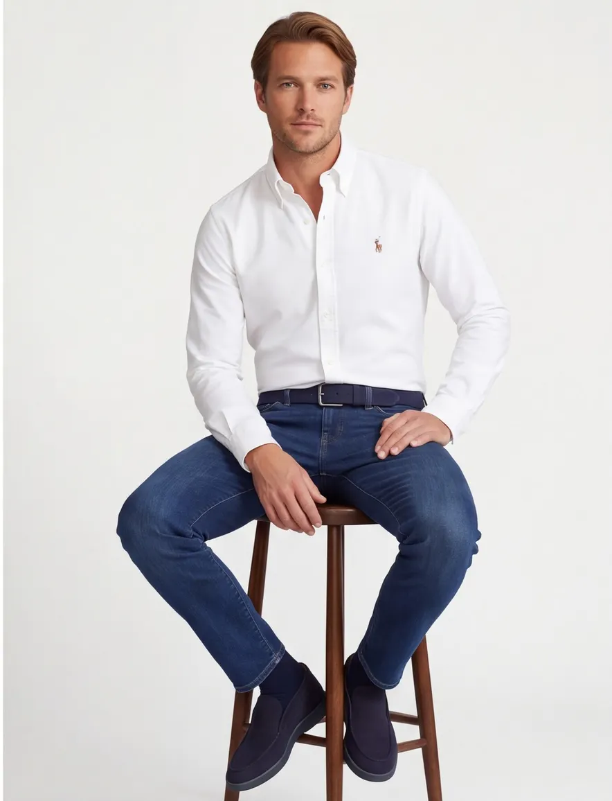 Ralph Lauren overhemd wit classic Oxford Slim Fit
