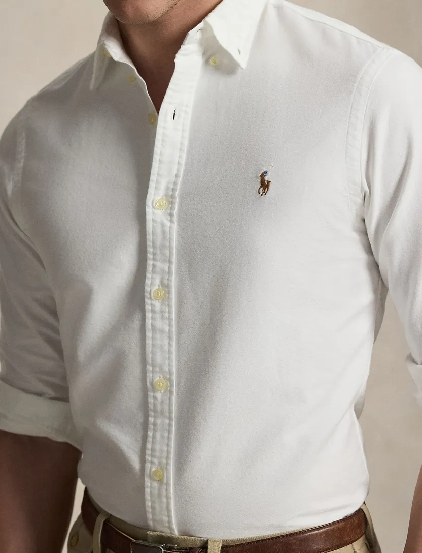 Overhemd Ralph Lauren uni wit Oxford Slim Fit