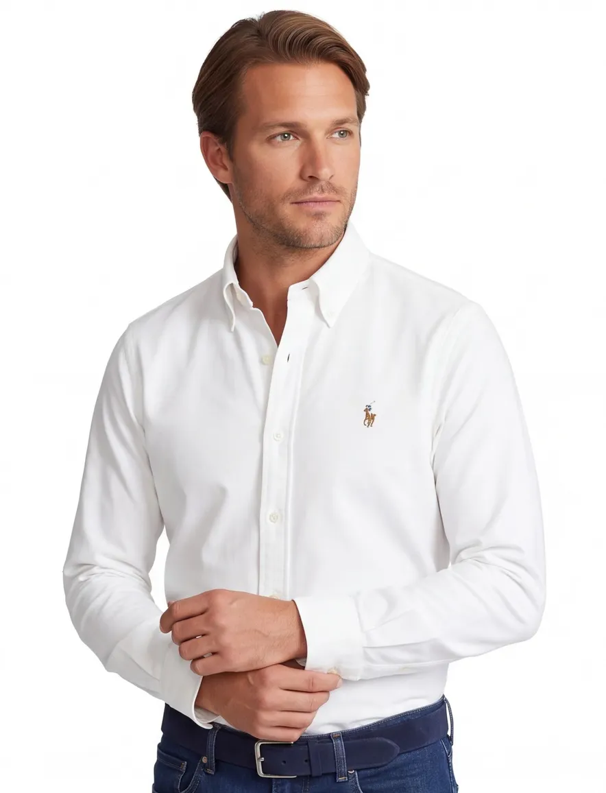 Ralph Lauren overhemd wit classic Oxford Slim Fit