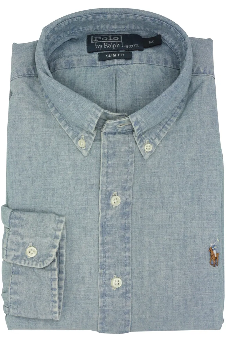 Ralph Lauren jeans overhemd middelblauw Slim Fit