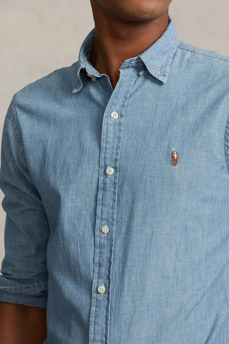 Ralph Lauren jeans overhemd middelblauw Slim Fit