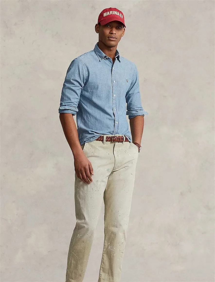 Ralph Lauren jeans overhemd middelblauw Slim Fit