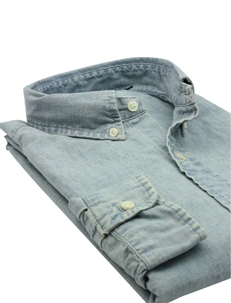 Ralph Lauren jeans overhemd middelblauw Slim Fit