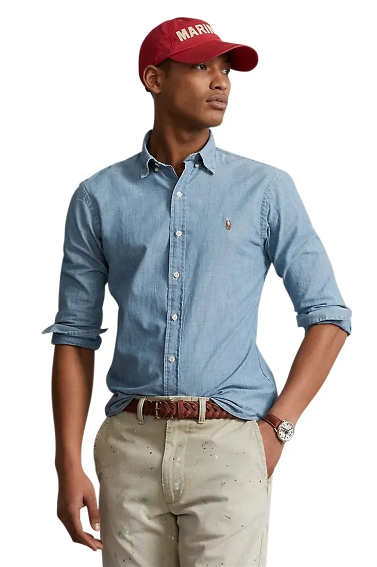 Ralph Lauren jeans overhemd middelblauw Slim Fit