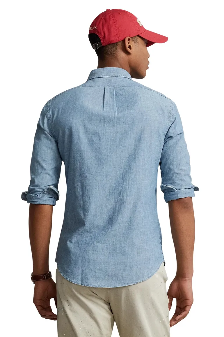 Ralph Lauren jeans overhemd middelblauw Slim Fit