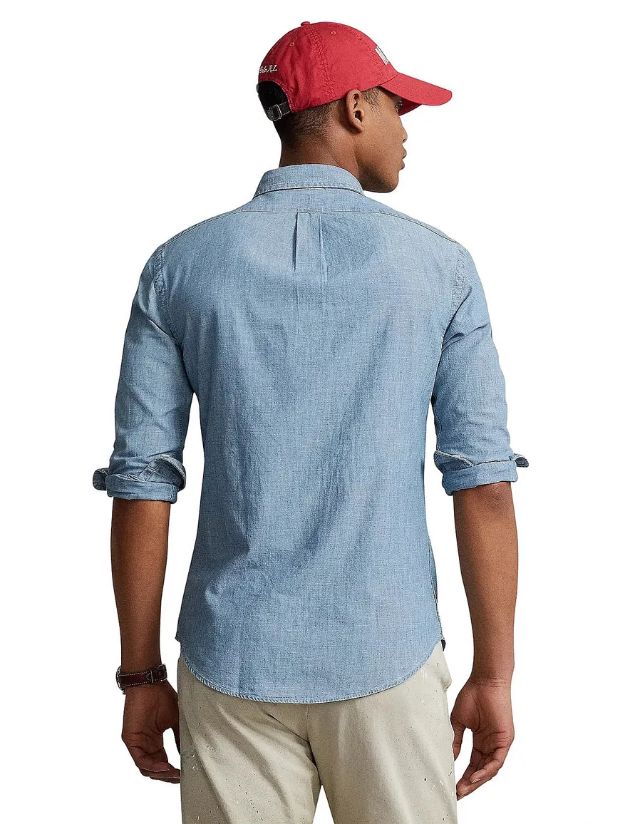 Ralph Lauren jeans overhemd middelblauw Slim Fit