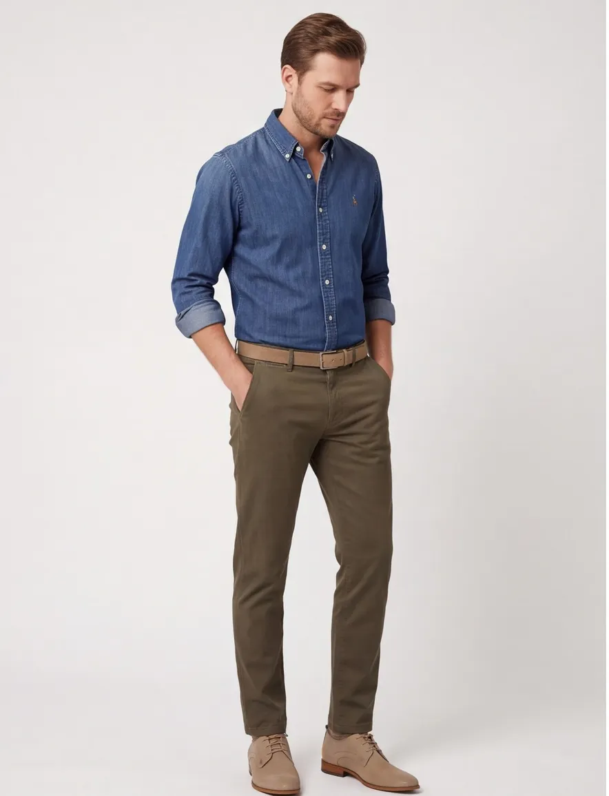casual overhemd Polo Ralph Lauren blauw effen denim slim fit