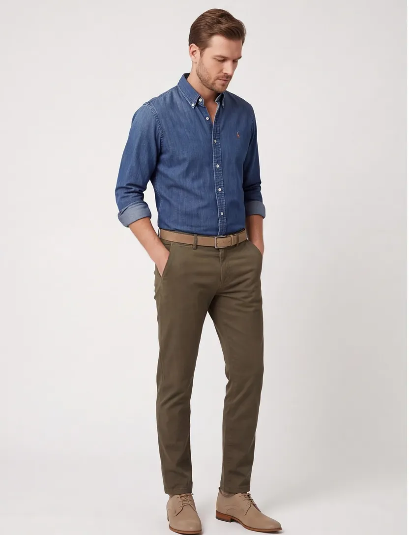 Polo Ralph Lauren casual overhemd blauw effen denim slim fit