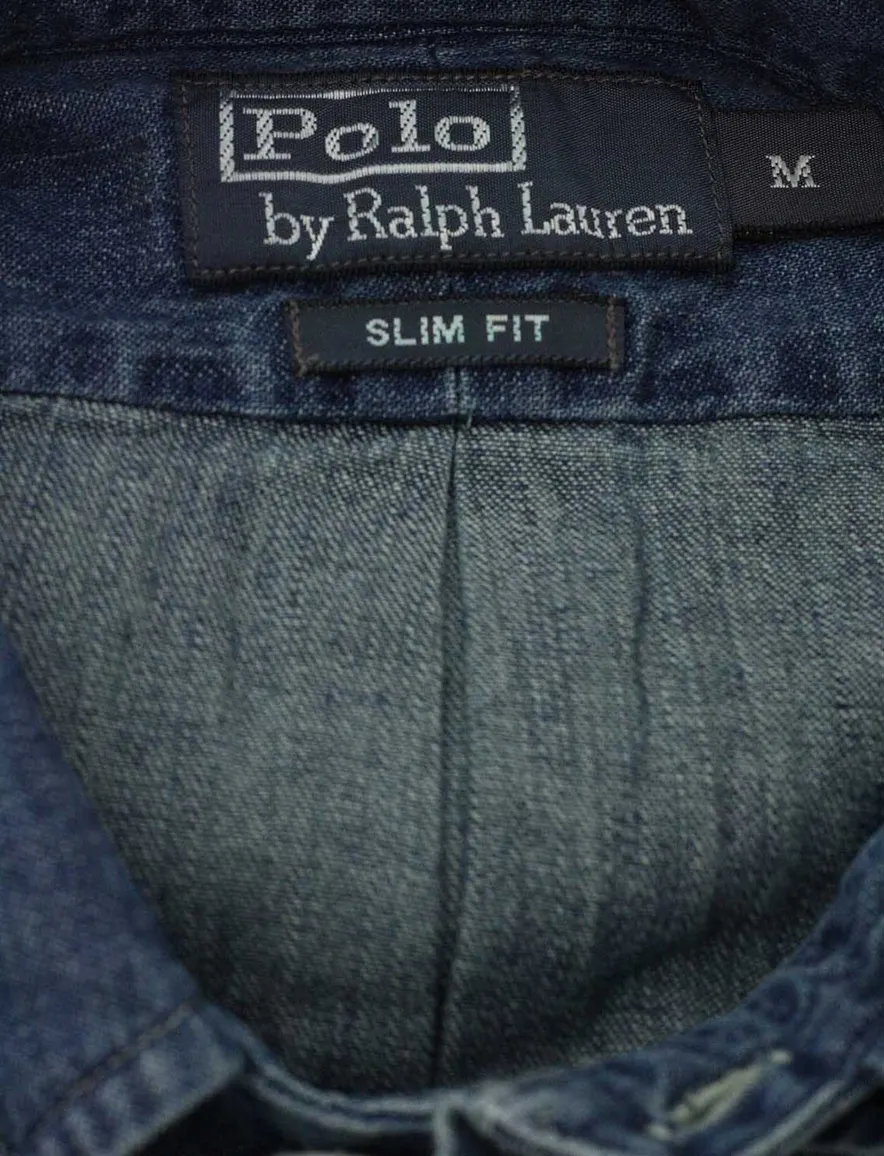 Polo Ralph Lauren casual overhemd slim fit blauw effen denim