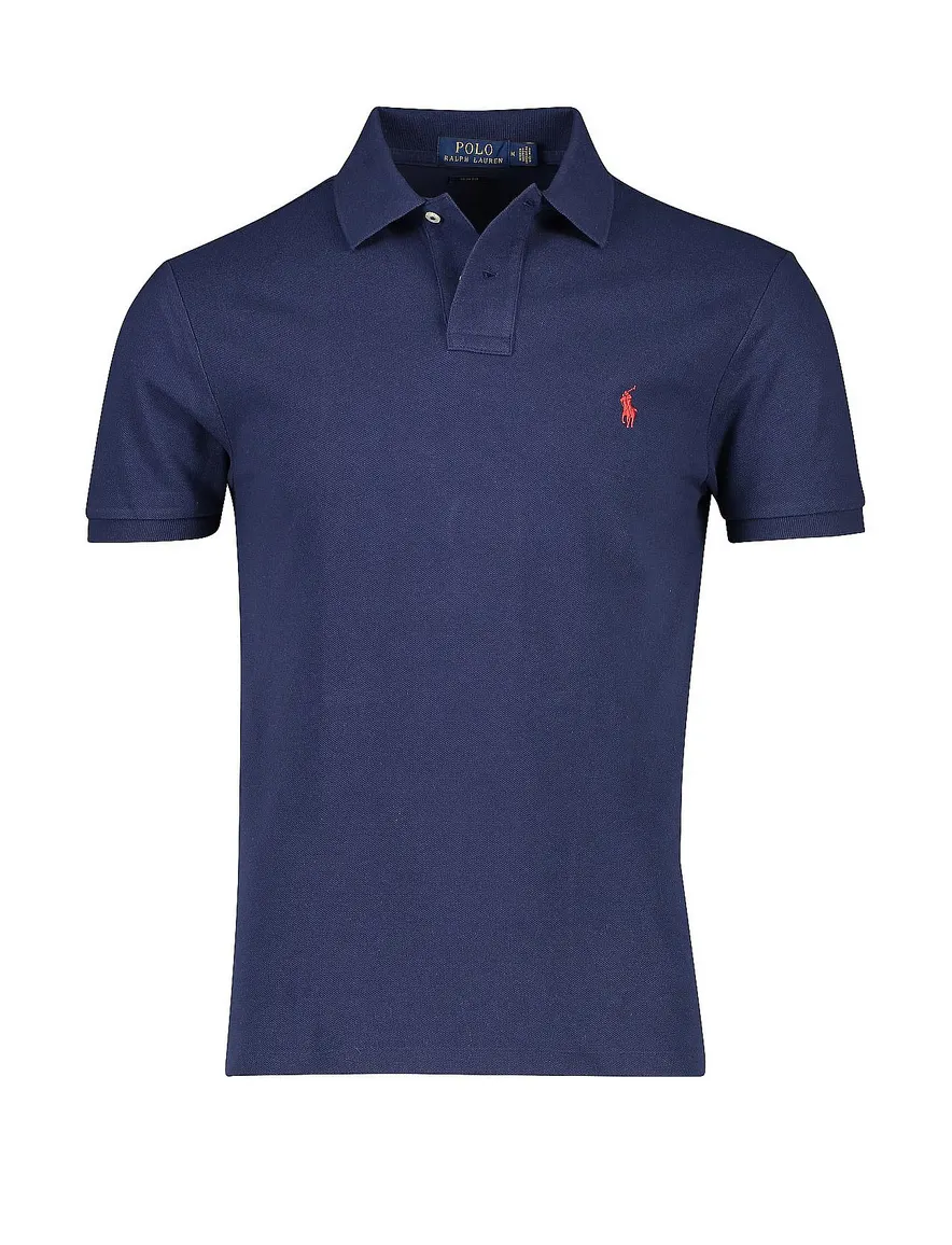 Polo Ralph Lauren polo slim fit donkerblauw effen katoen