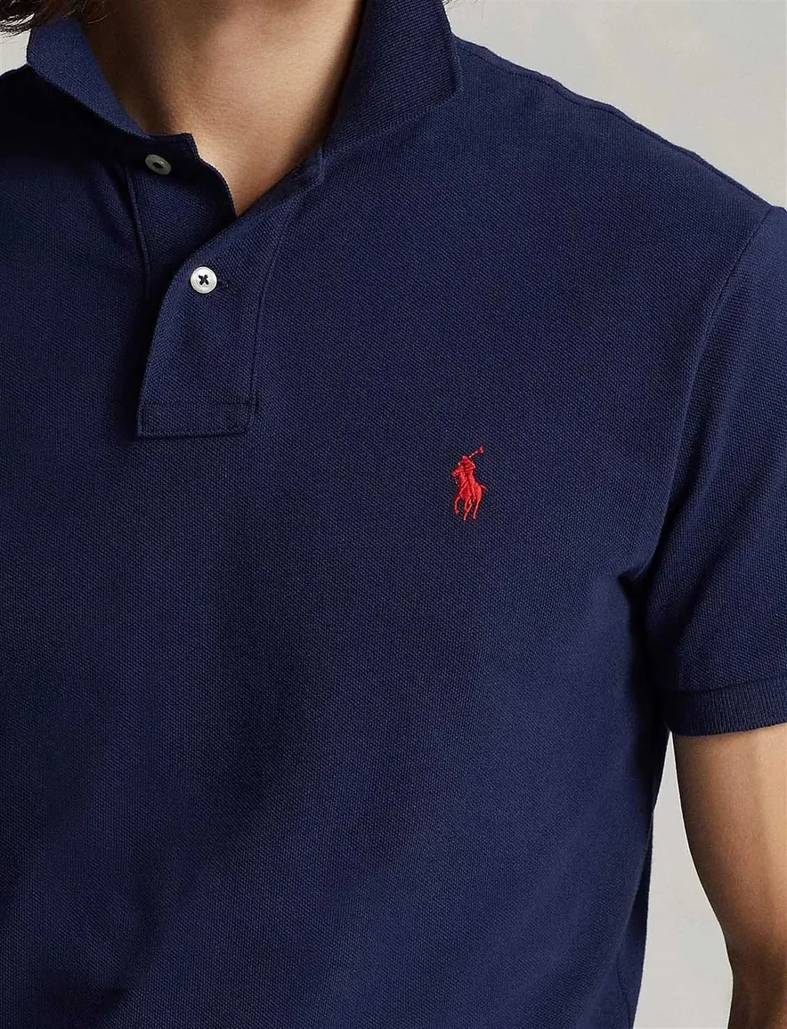 polo Polo Ralph Lauren donkerblauw effen katoen slim fit