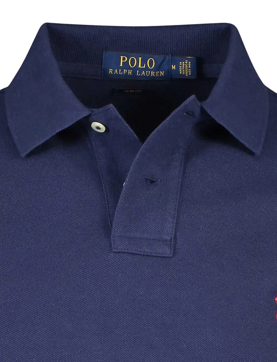 Polo Ralph Lauren polo slim fit donkerblauw effen katoen