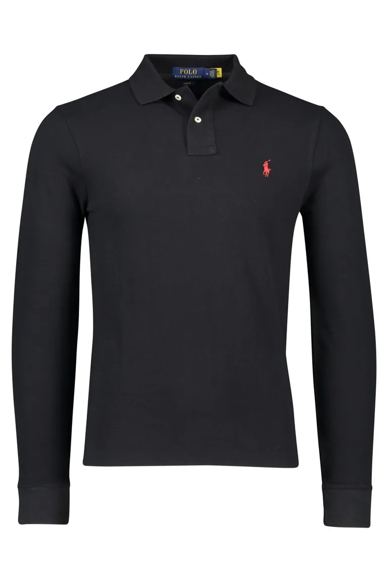 Polo Ralph Lauren polo slim fit zwart effen, geprint katoen