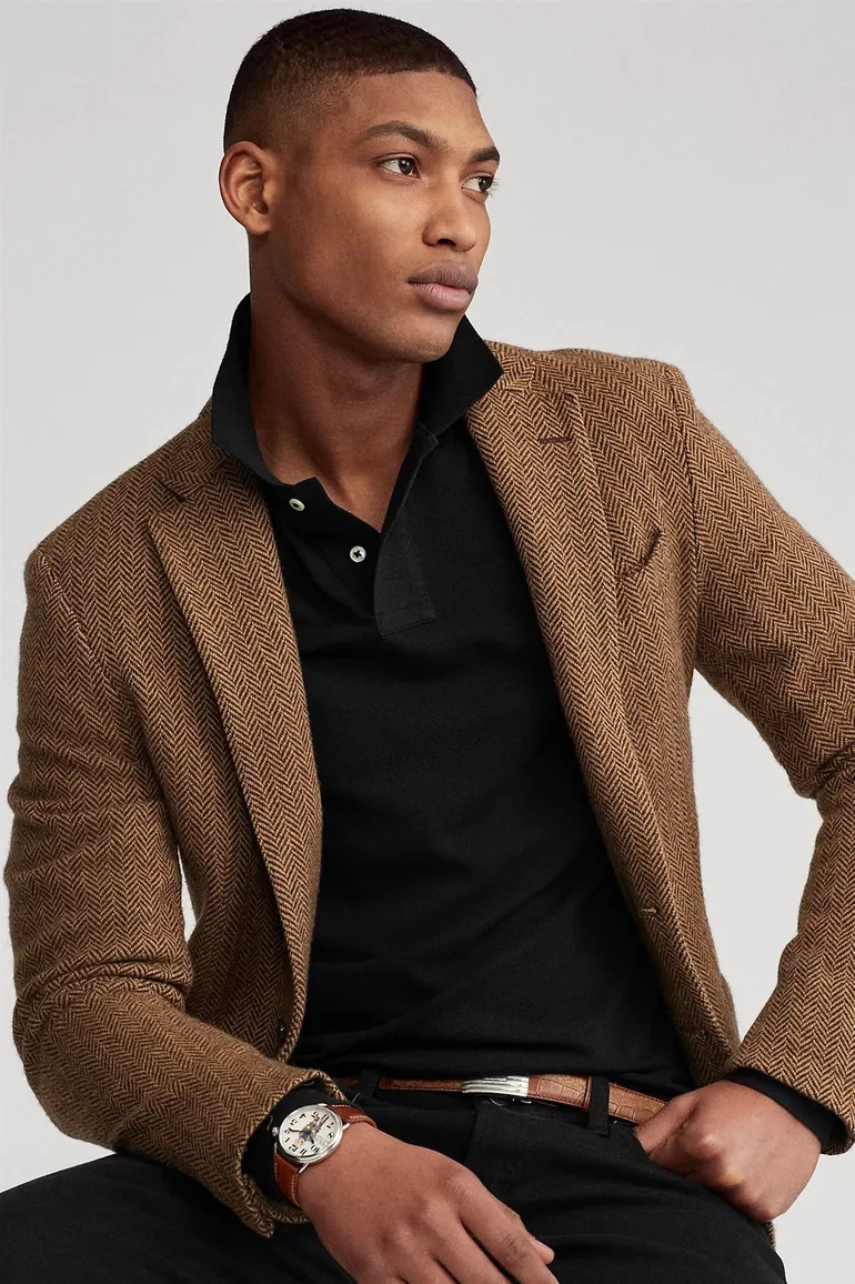 Polo Ralph Lauren polo slim fit zwart effen, geprint katoen