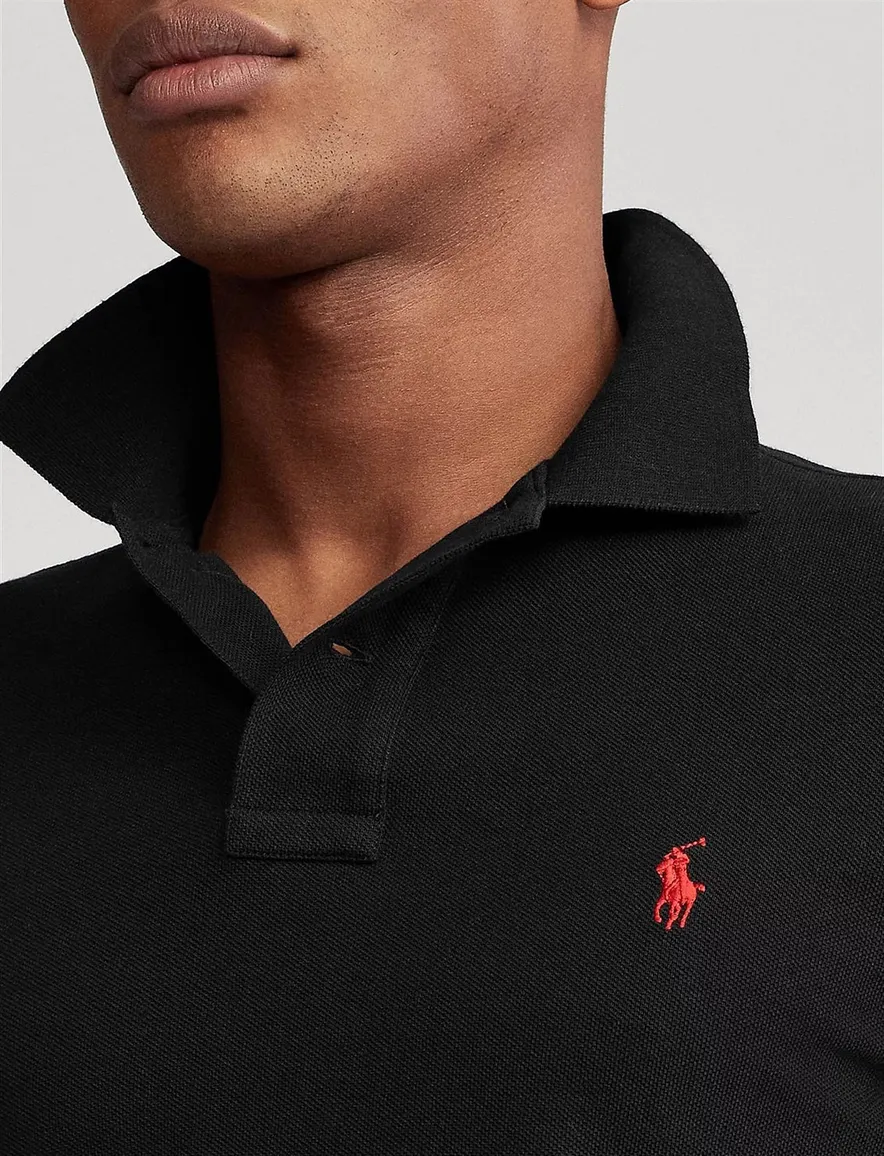 Polo Ralph Lauren polo slim fit zwart effen, geprint katoen