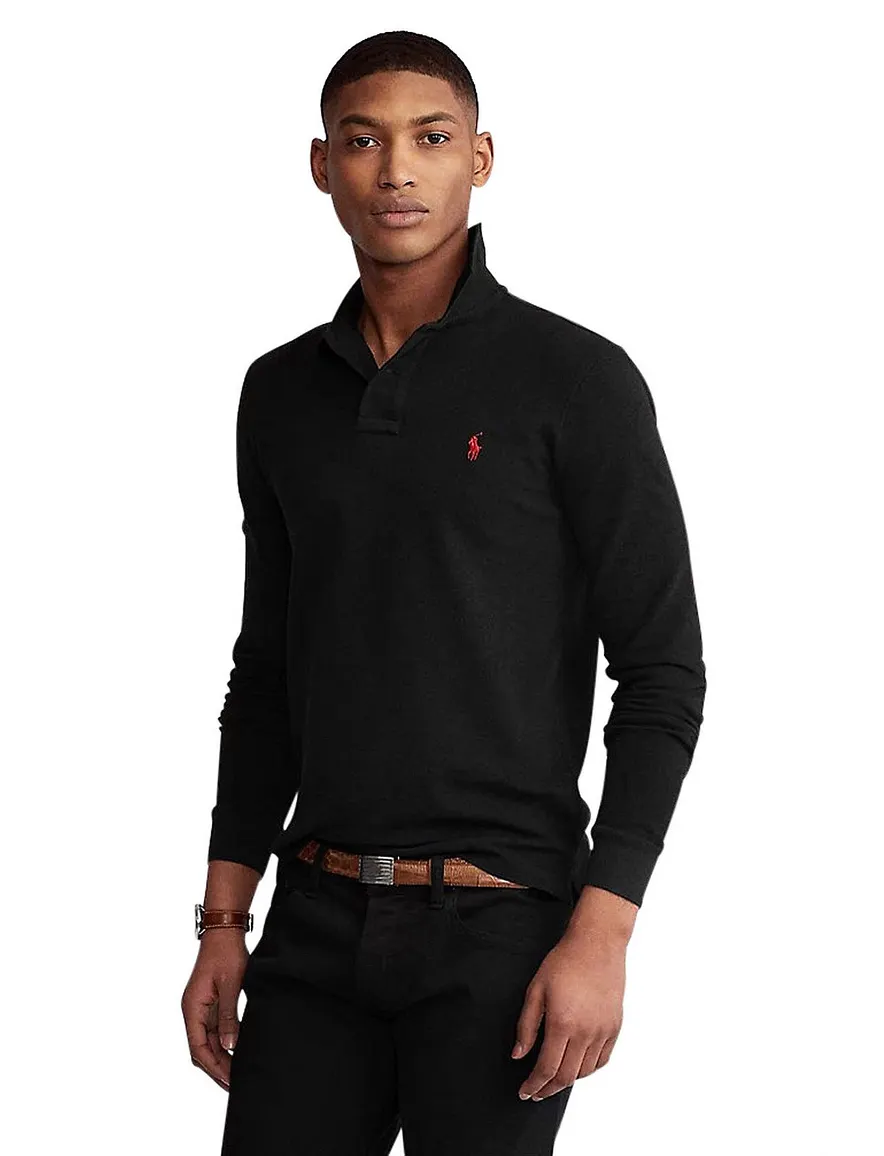 Polo Ralph Lauren polo slim fit zwart effen, geprint katoen
