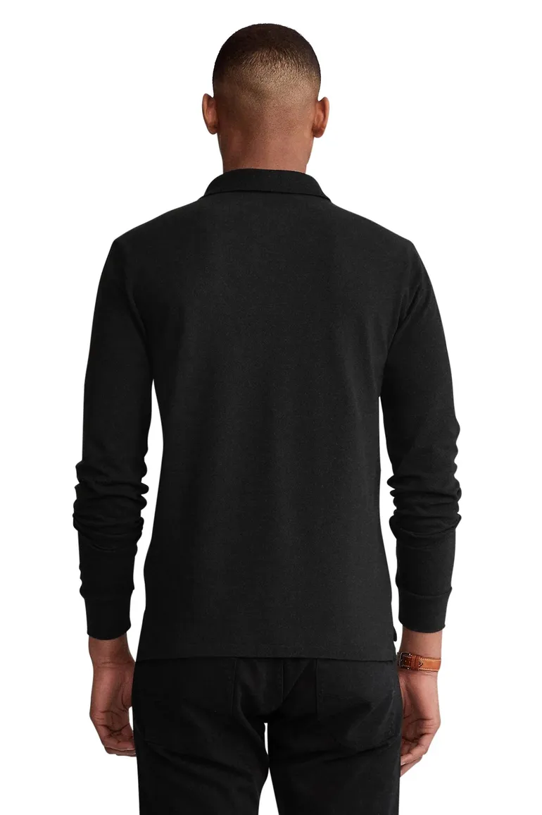 Polo Ralph Lauren polo slim fit zwart effen, geprint katoen