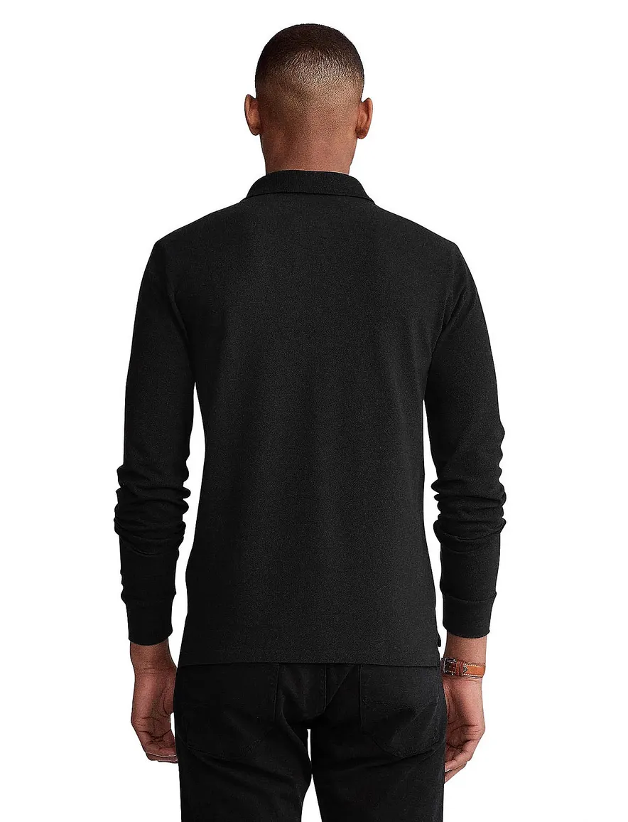 Polo Ralph Lauren polo slim fit zwart effen, geprint katoen