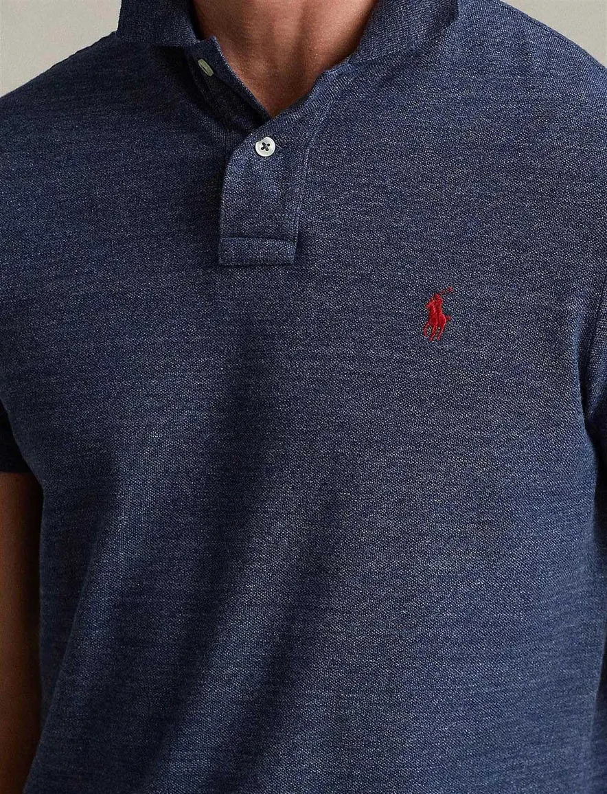 Ralph Lauren poloshirt blauw melange slim fit