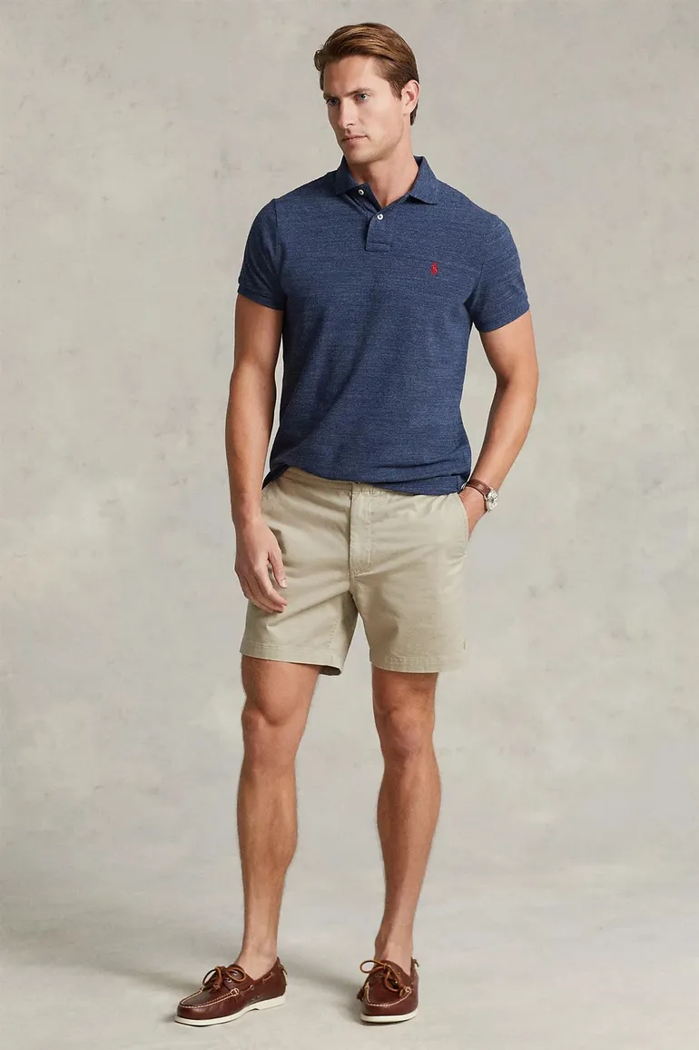 Ralph Lauren poloshirt blauw melange slim fit