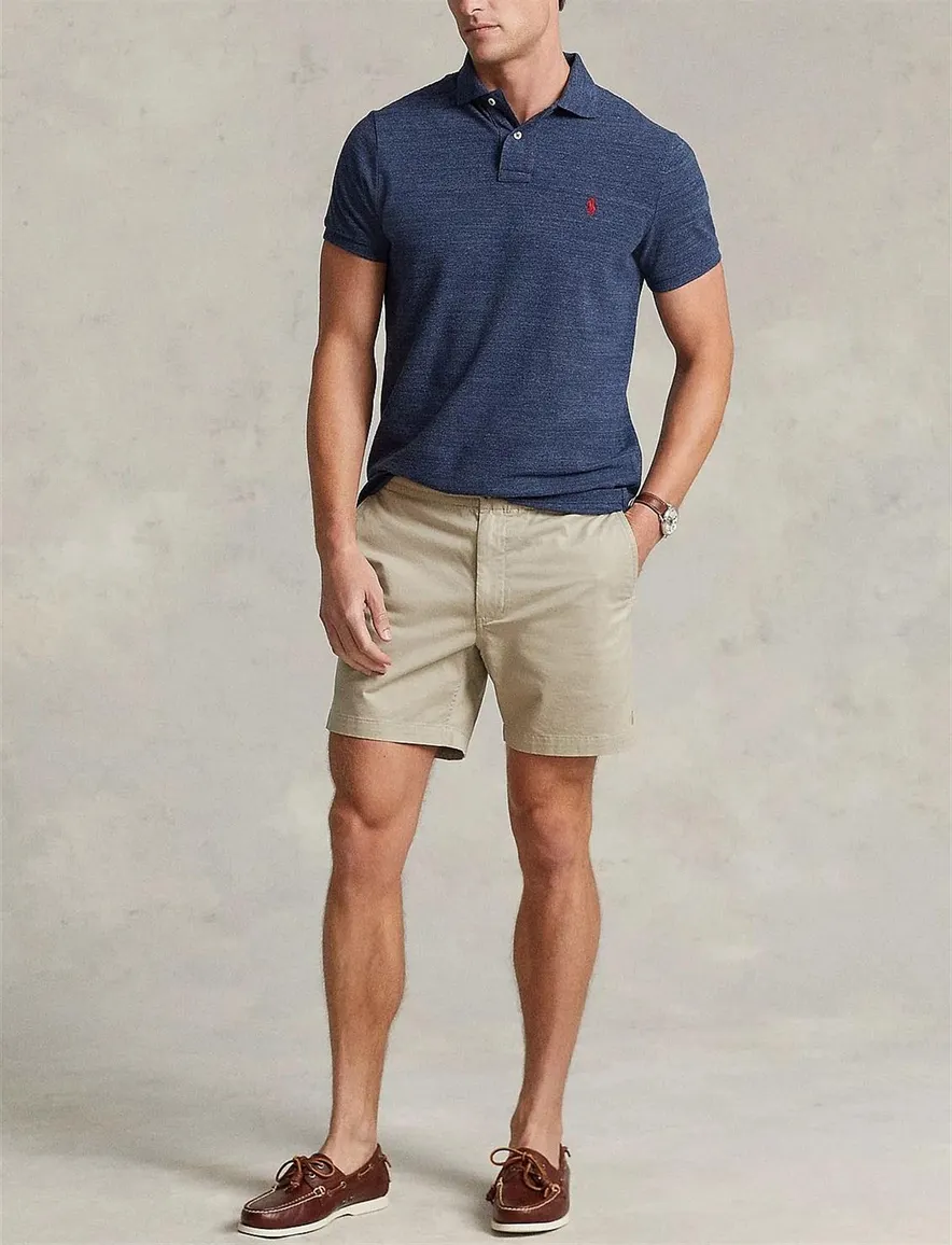 Ralph Lauren poloshirt blauw melange slim fit
