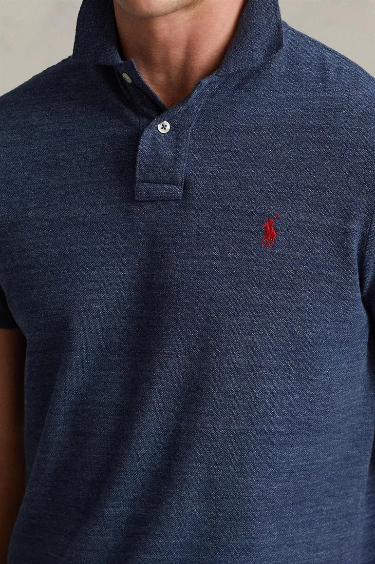 Ralph Lauren poloshirt blauw melange slim fit