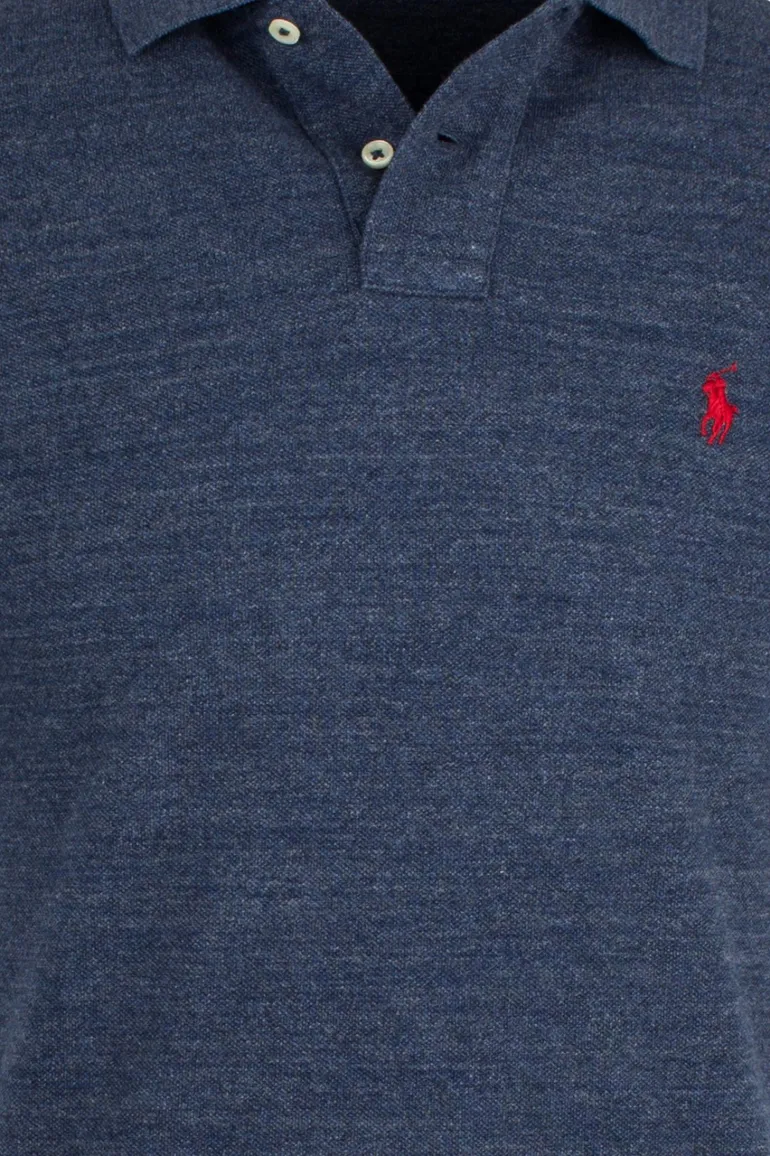 Ralph Lauren poloshirt blauw melange slim fit