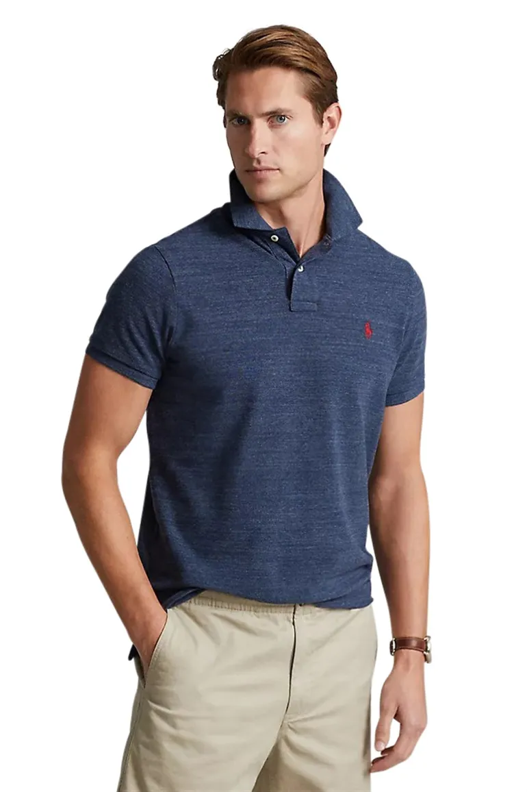 Ralph Lauren poloshirt blauw melange slim fit
