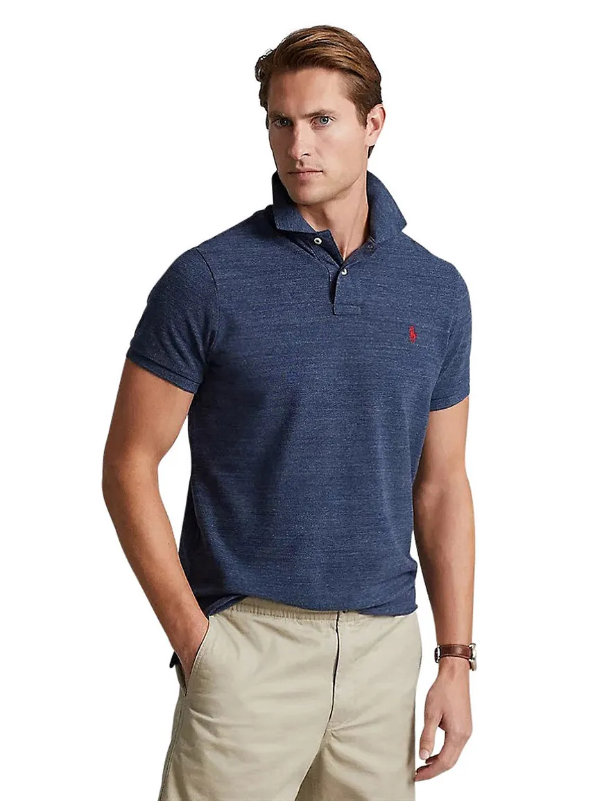 Ralph Lauren poloshirt blauw melange slim fit